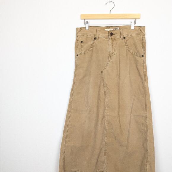 Levi’s Tan Y2K Bratz Corduroy Low Rise Denim Maxi Skirt Size 9 - Picture 3 of 8